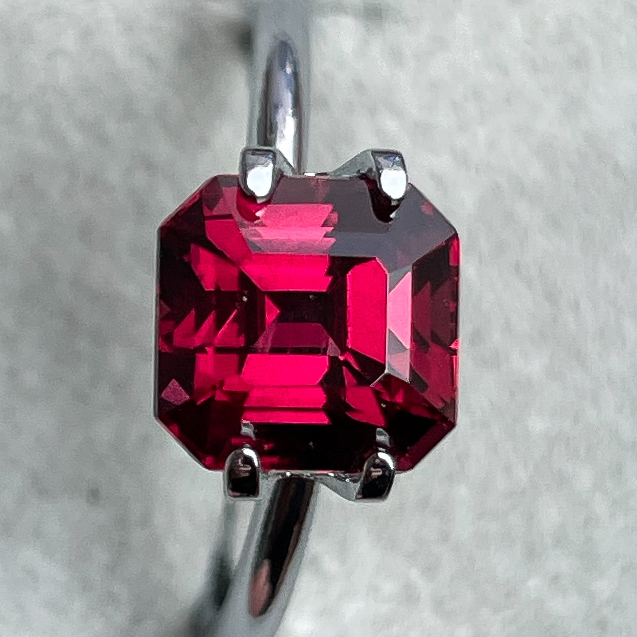 Natural Pyrope Almandite Garnet, 3.38 Ct emerald cut, deep red VVS loose gemstone for engagement rings, by NASHGEMS.