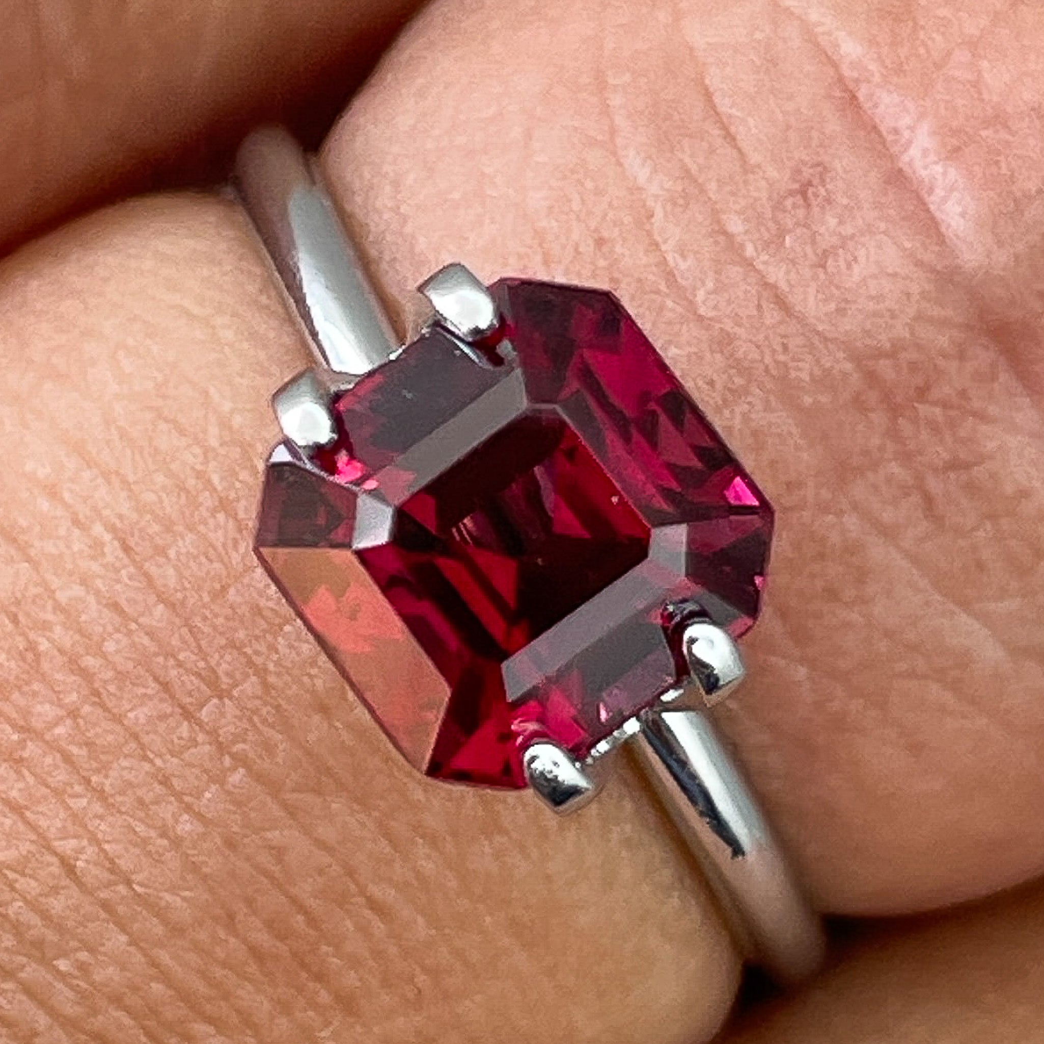 Natural Pyrope Almandite Garnet 3.38 Ct emerald cut gemstone, deep red VVS loose garnet for engagement rings.