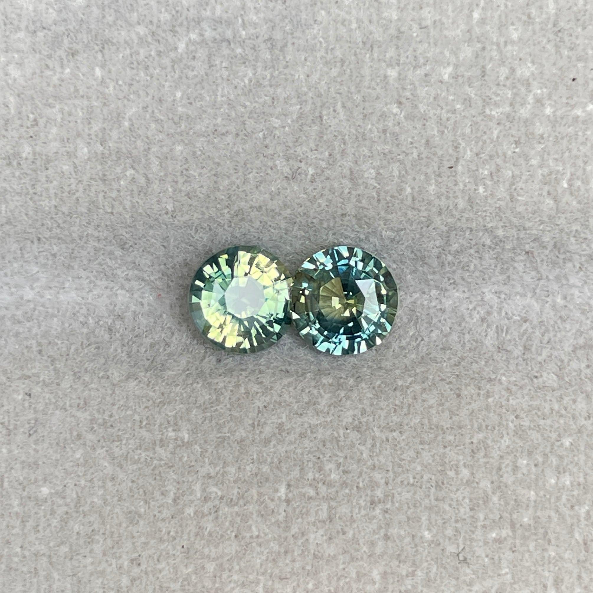 Green sapphire pair, pineapple green sapphire 1.83 crt. Loose Sapphire pair| Earth mined sapphire - NASHGEMS