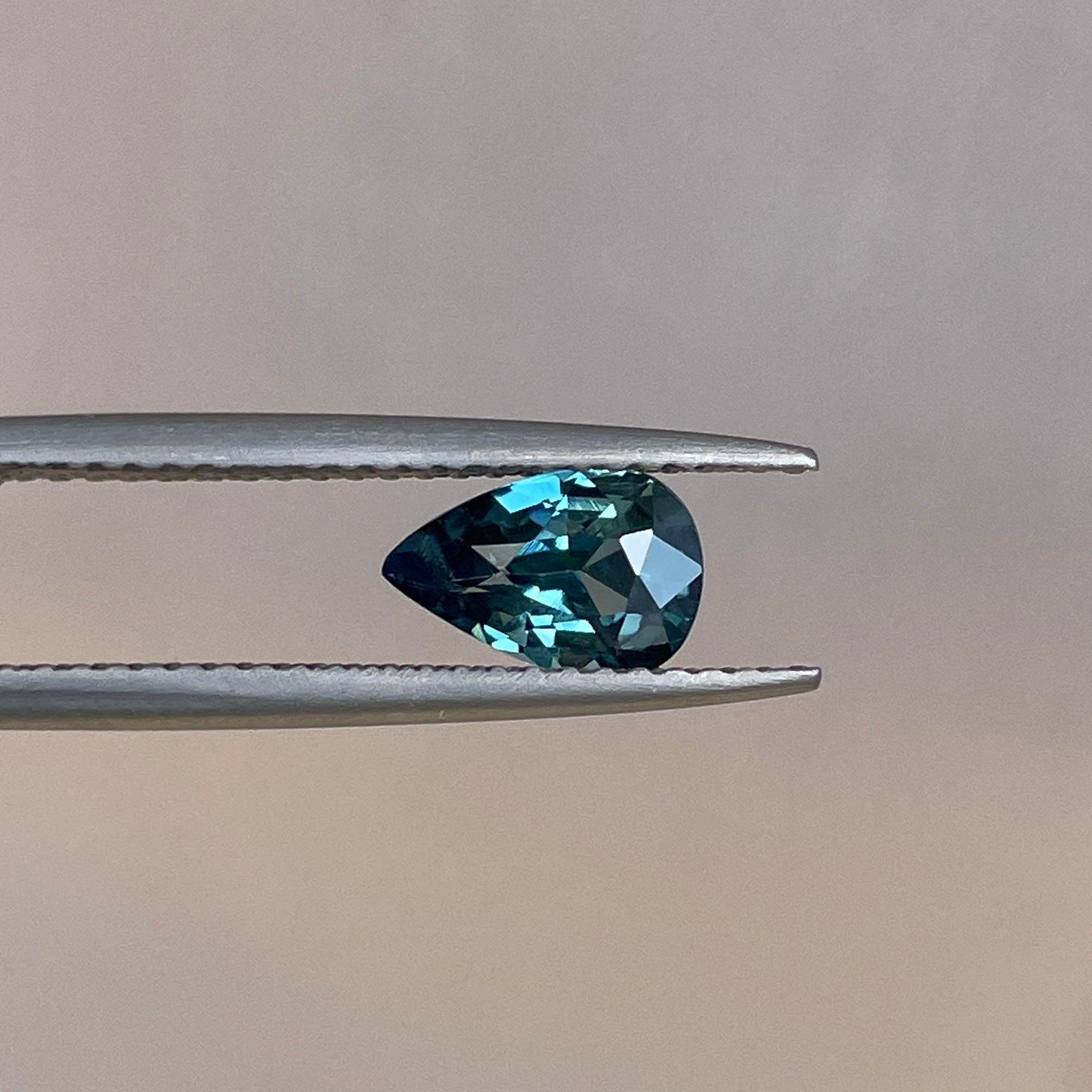 Teal sapphire Pear cut, 0.93 crt