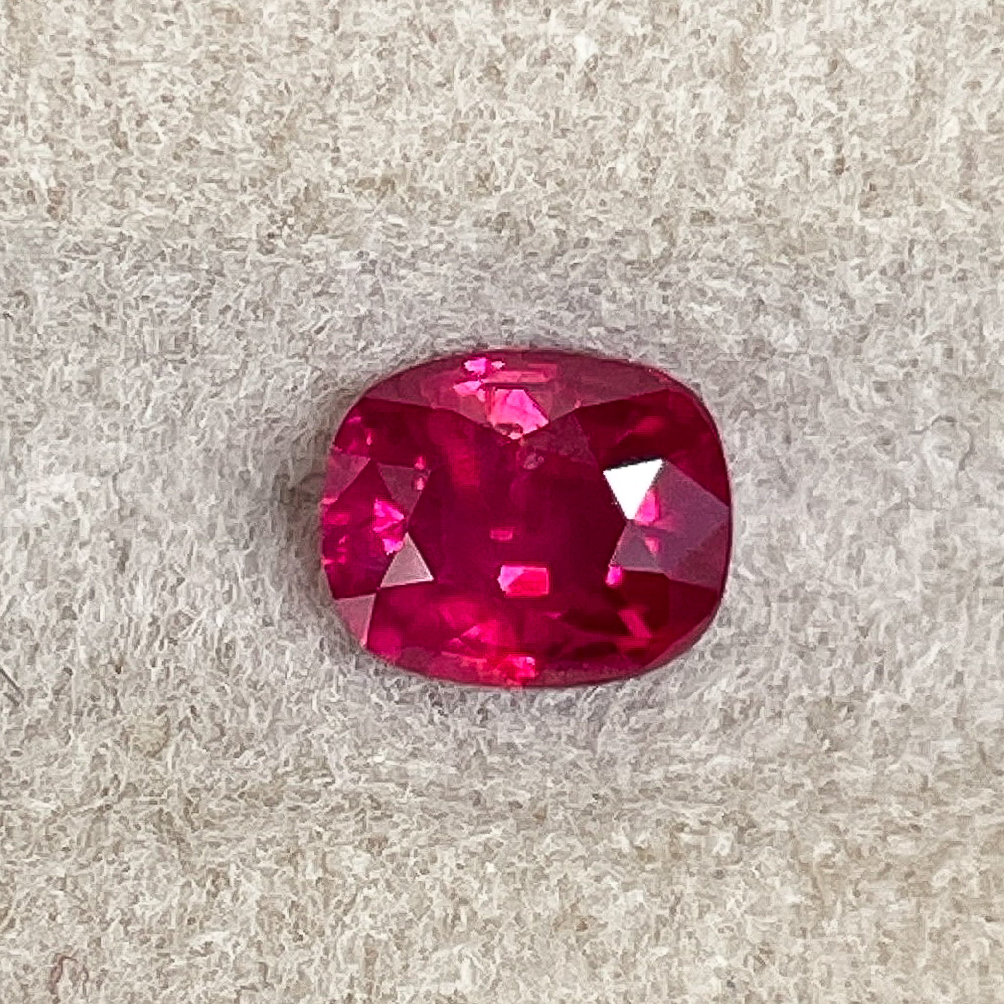 Natural 0.67 Ct cushion cut Ruby gemstone from Nashgems, no heat, loose gemstone ideal for engagement rings.
