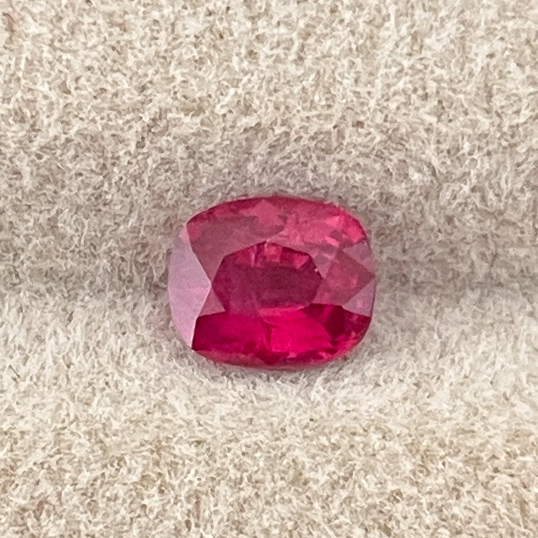 Natural ruby gemstone, 0.67 carats, cushion cut, loose no heat ruby for engagement rings from NASHGEMS