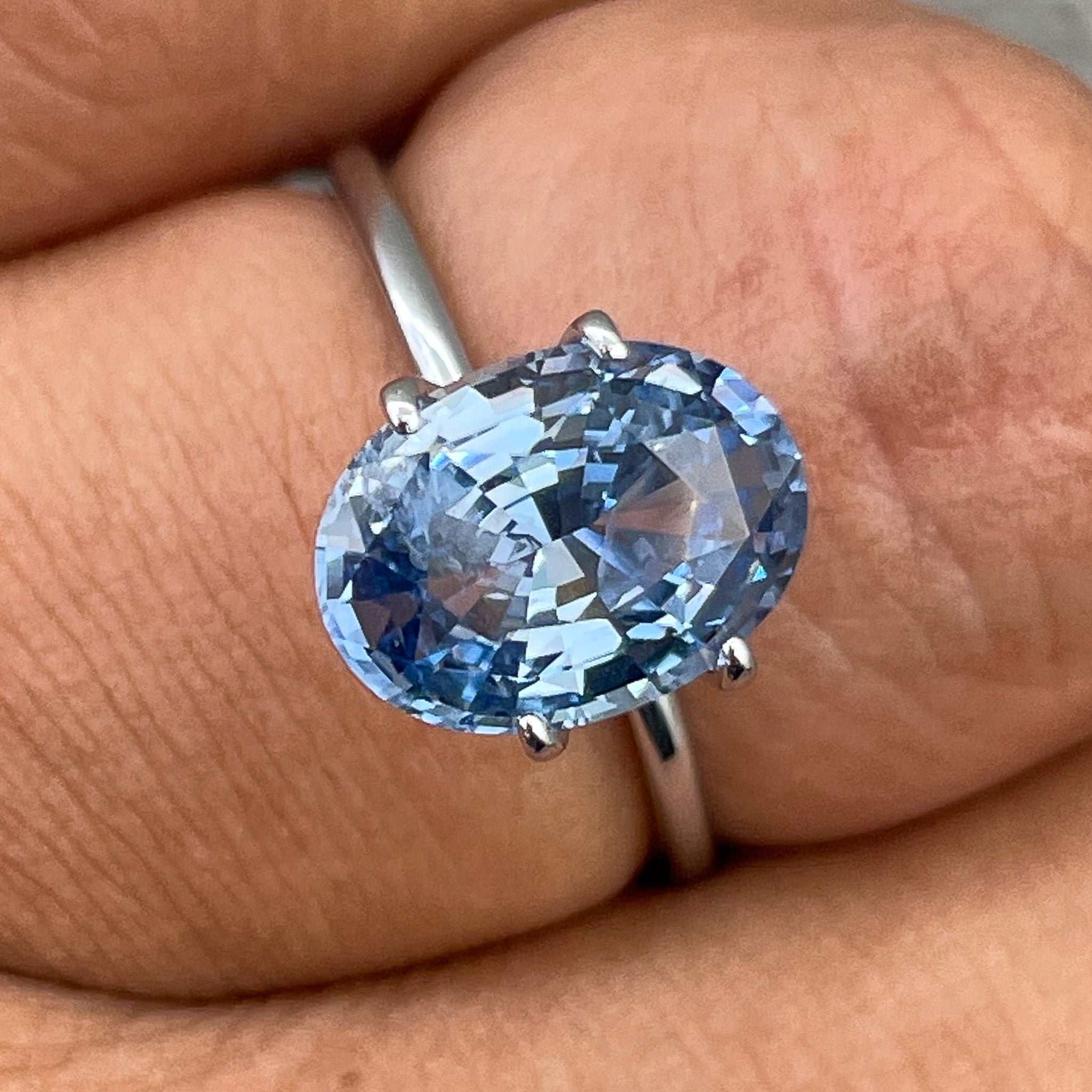 Natural Ceylon blue sapphire loose gemstone, 3.34 Ct oval cut, ideal for engagement rings or custom jewelry by NASHGEMS.