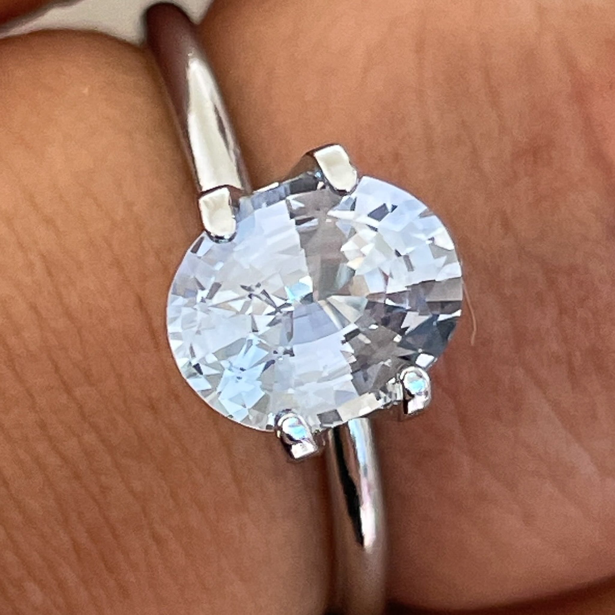 Natural Ceylon pale blue sapphire, 1.56 Ct oval cut, VVS clarity, loose gemstone by NASHGEMS for engagement rings.