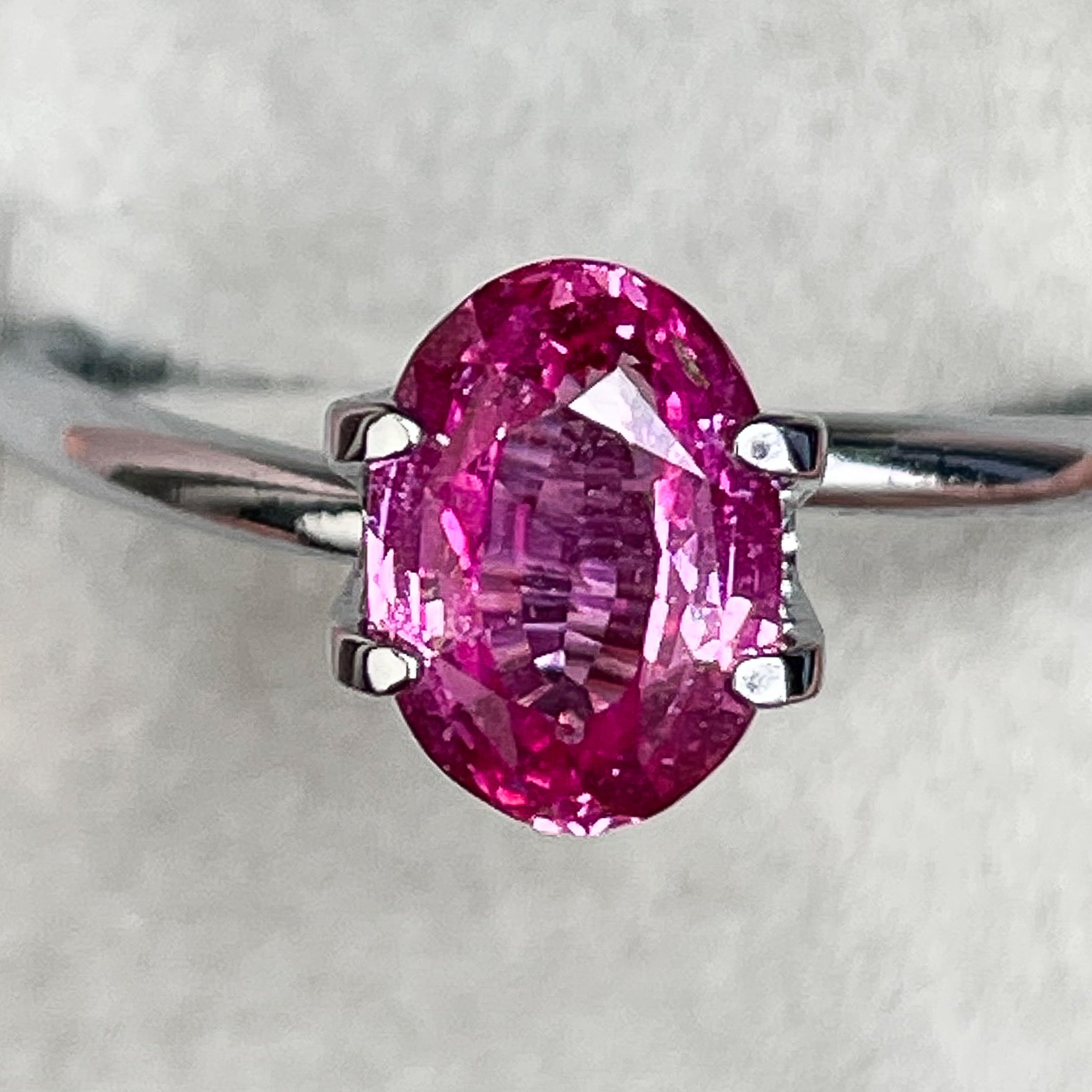 Natural pink sapphire loose gemstone, 2.05 carats, oval cut, heated pink sapphire by NASHGEMS for engagement jewelry.
