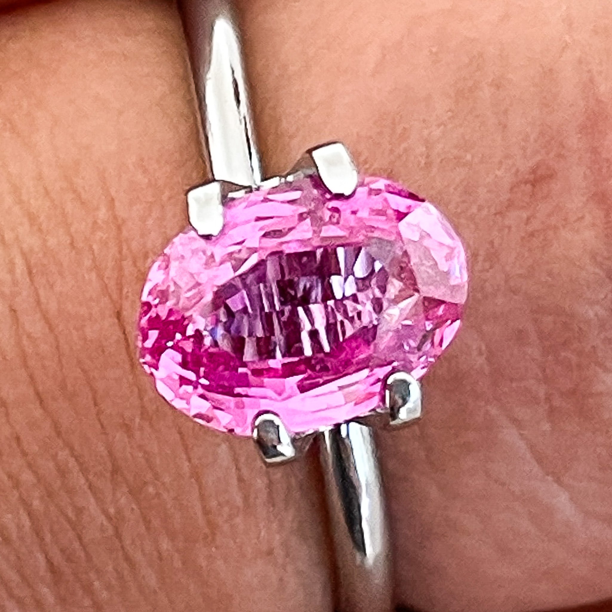 Natural pink sapphire loose gemstone, 2.05 ct oval cut, heated pink sapphire by NASHGEMS for engagement rings.