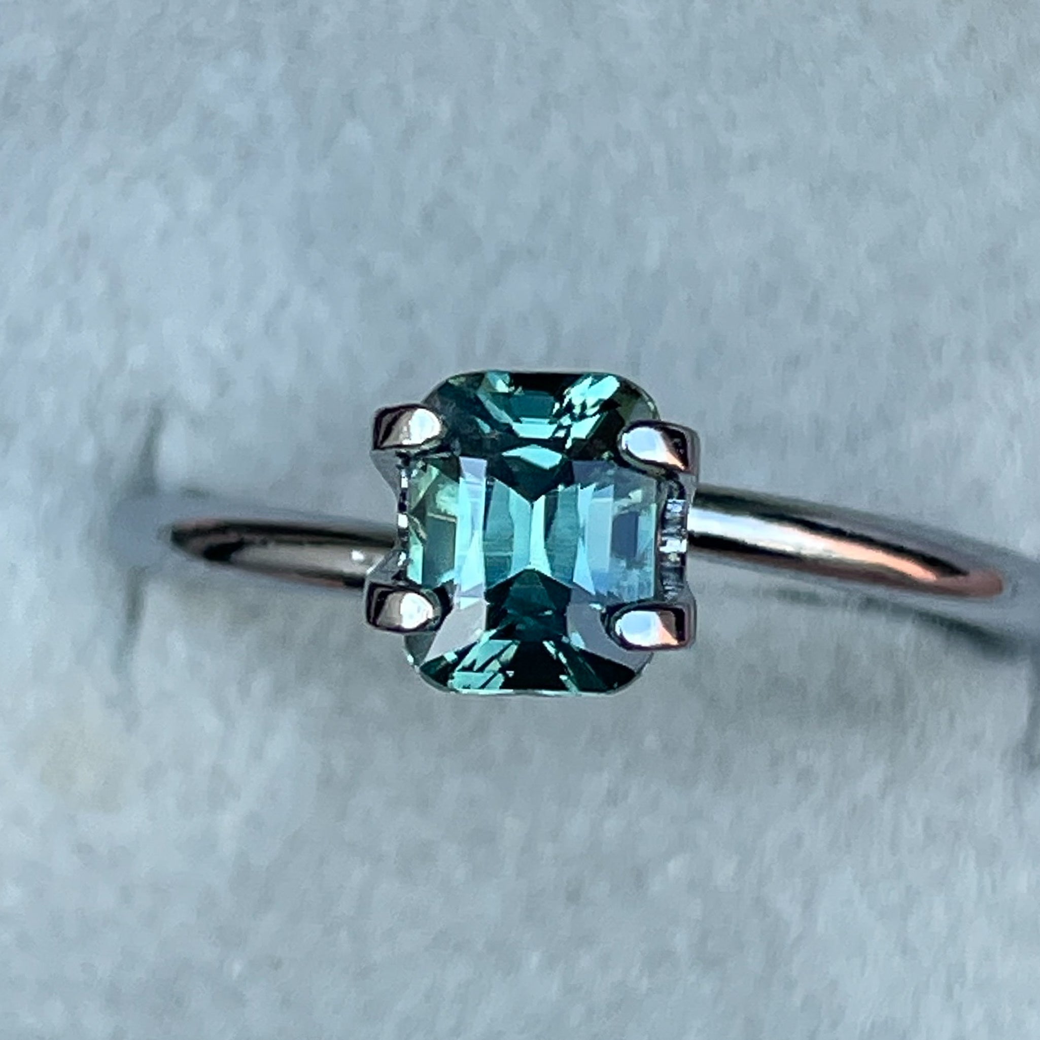 Teal green sapphire loose gemstone, 1.11 Ct cushion cut, heat treated, natural sapphire by NASHGEMS for jewelry or engagement.