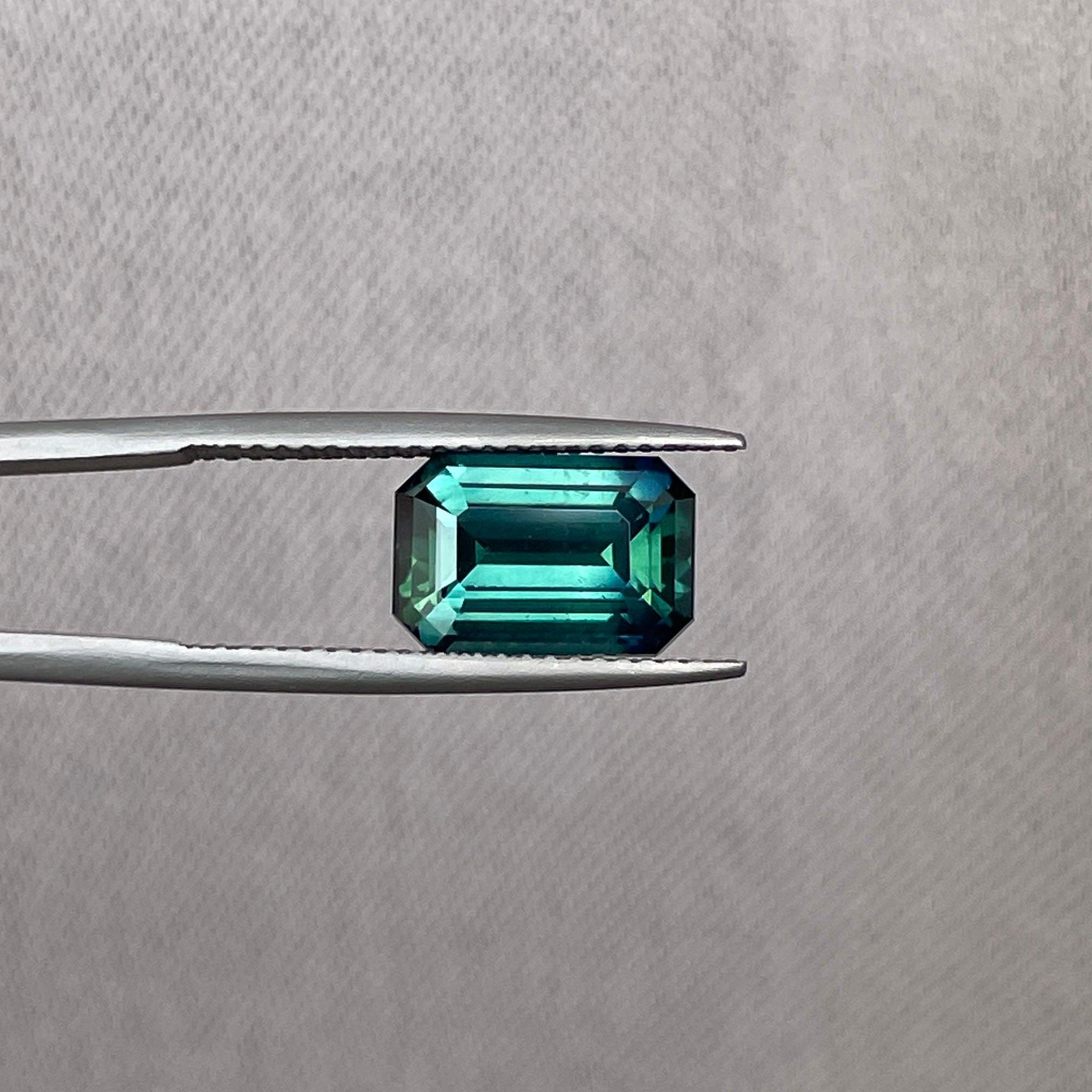 loose teal sapphire emerald radiant cut