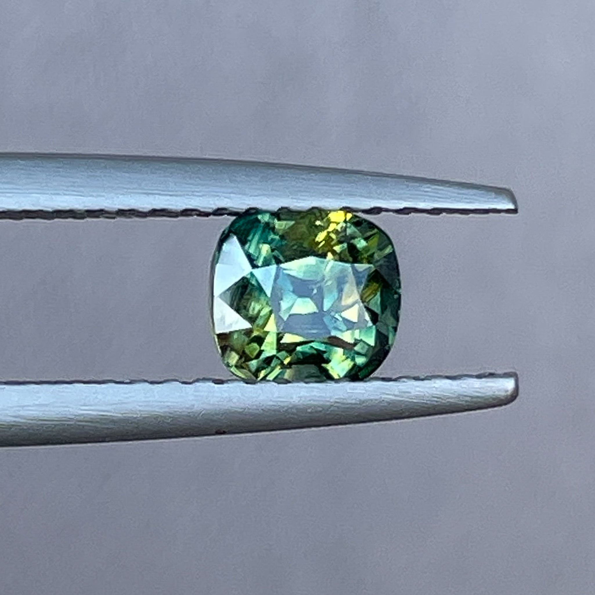 Teal Australian Parti Sapphire 1.10 Ct cushion cut, loose no heat sapphire for jewelry or engagement rings, by NASHGEMS.