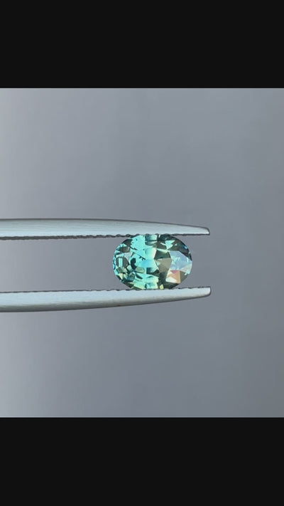 TEAL SAPPHIRE BLUE GREEN PARTI OVAL 1.15
