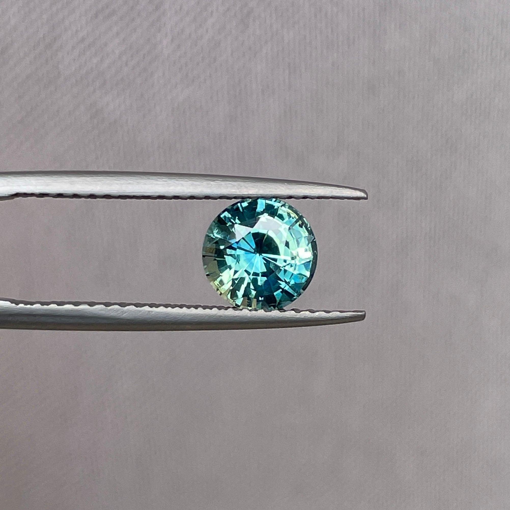 teal blue green parti sapphire round cut gem 