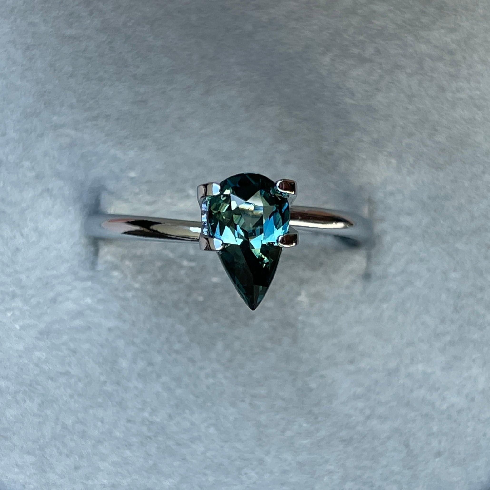 teal sapphire engagement ring