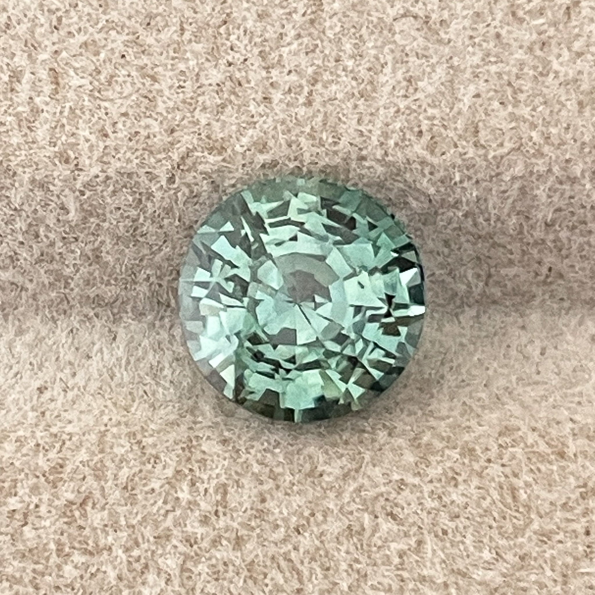 Teal green natural sapphire, 2.50 Ct round cut, loose no-heat sapphire for engagement or custom jewelry, by NASHGEMS.