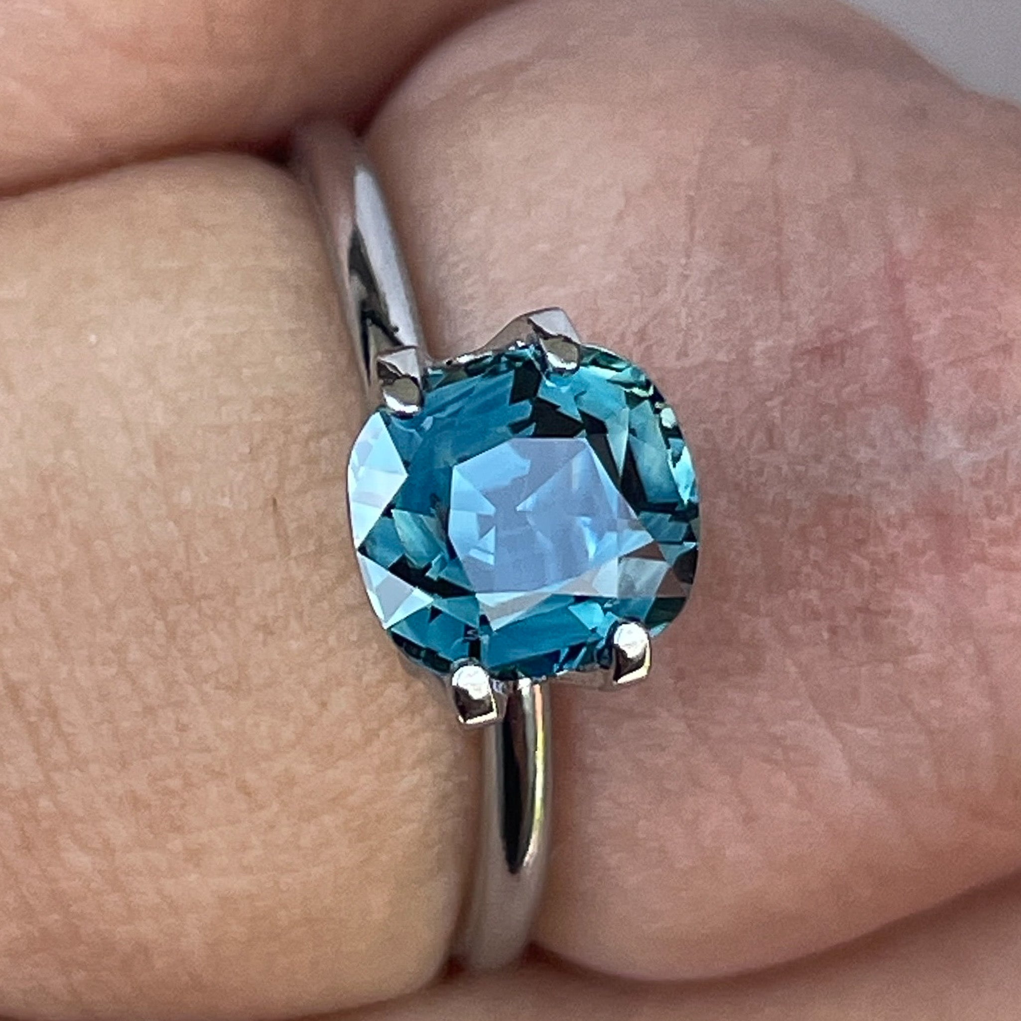 Natural Teal Sapphire 2.02 Ct cushion cut loose gemstone by NASHGEMS, ideal for engagement rings or custom jewelry.