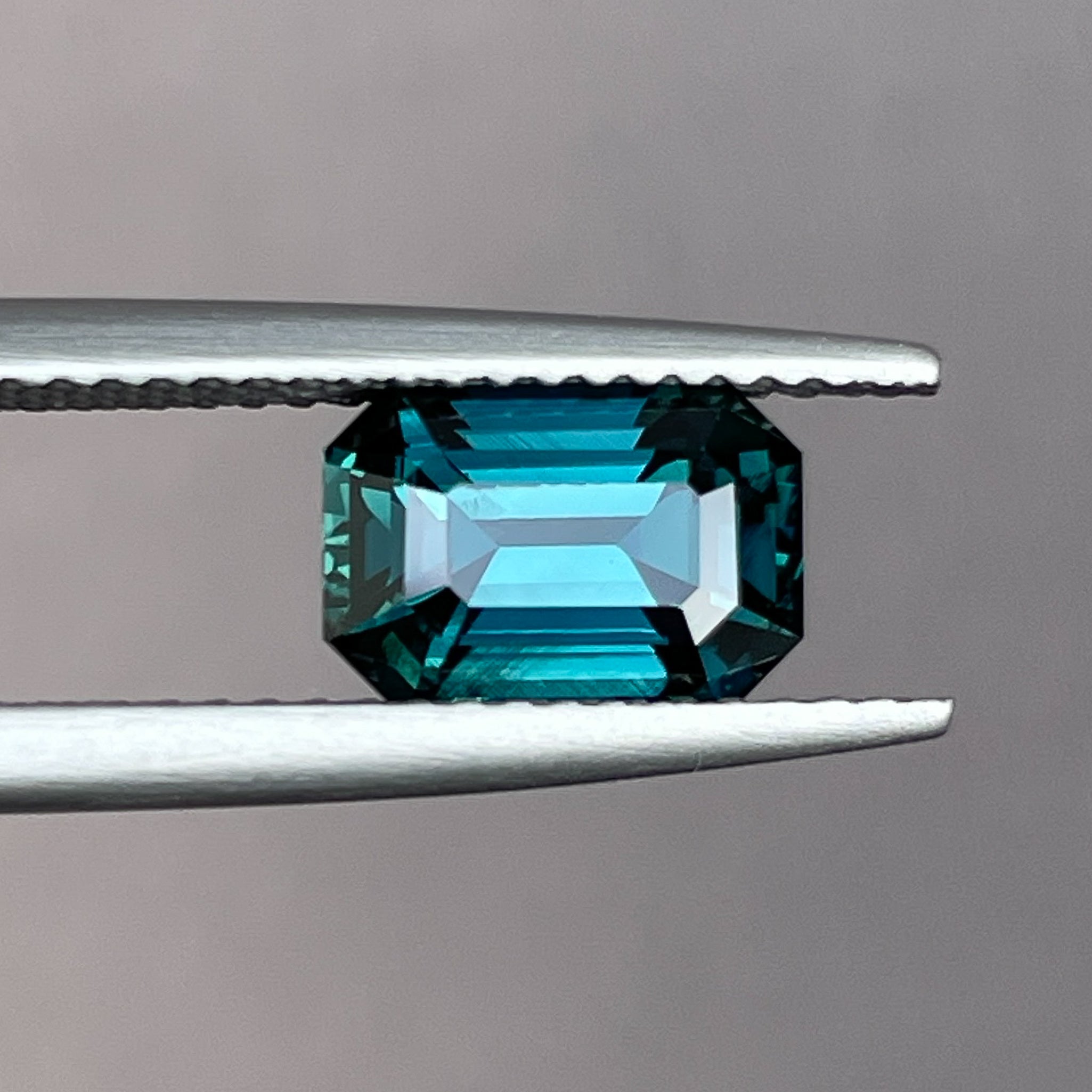 Natural teal blue green sapphire, 2.18 Ct emerald cut, heat treated loose gemstone by NASHGEMS for engagement or custom jewelry.