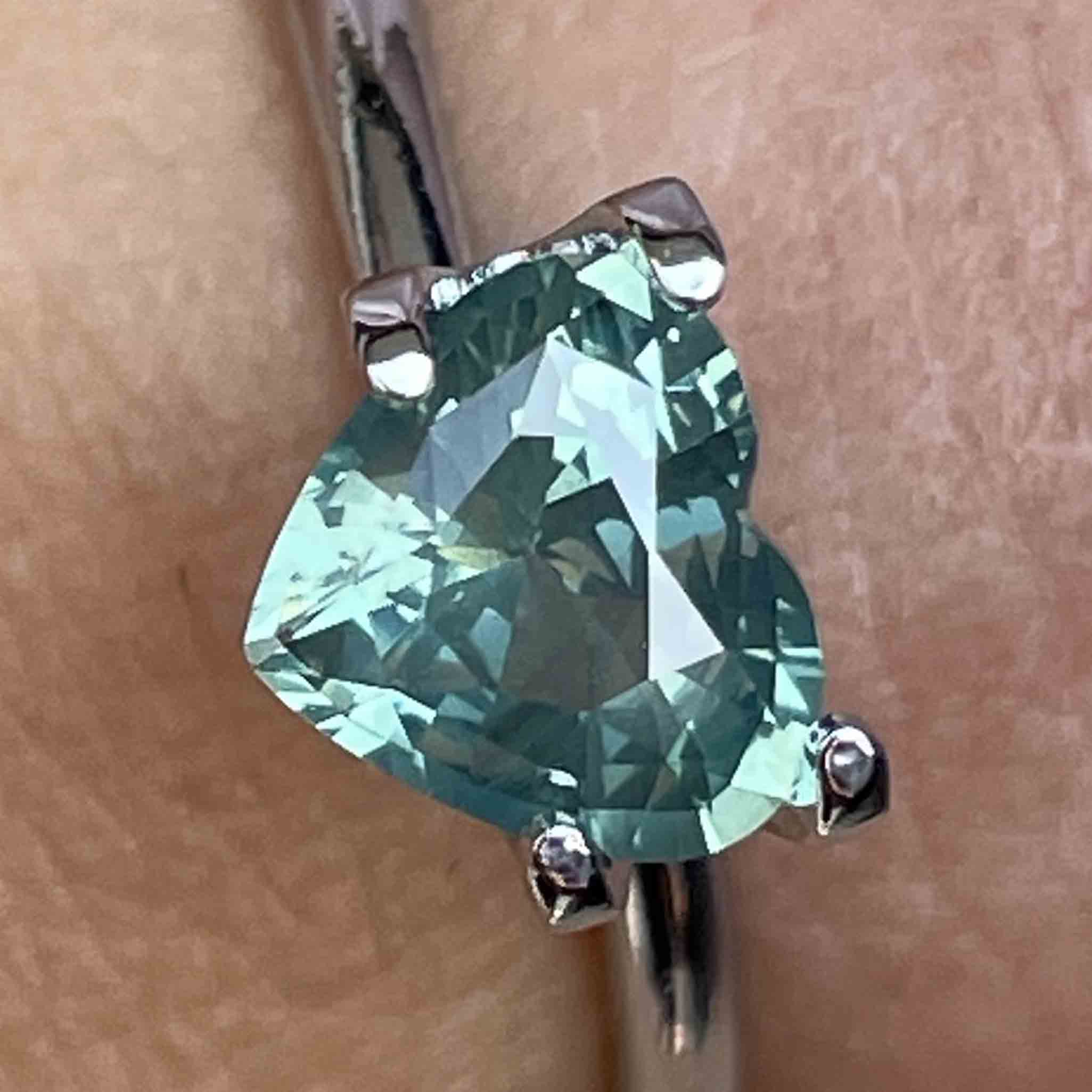 Loose natural green sapphire heart-shaped gemstone, 1.12ct teal sapphire for engagement or custom jewelry by NASHGEMS