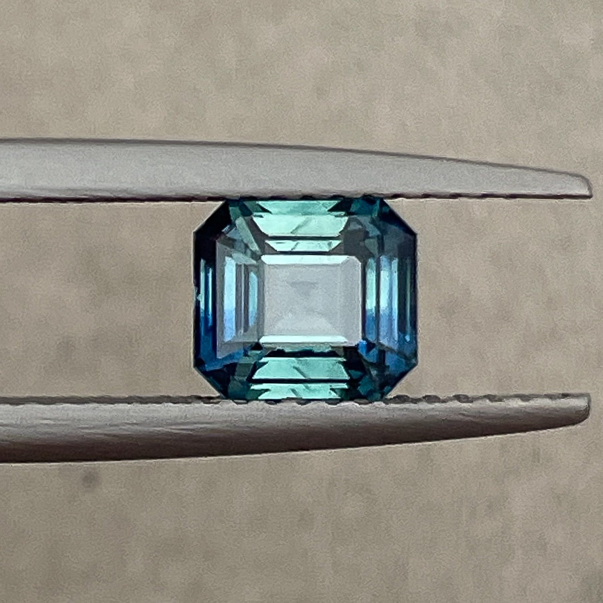 Natural teal blue-green sapphire 1.75 Ct emerald cut, no heat bi-color loose sapphire by NASHGEMS, ideal for engagement rings.