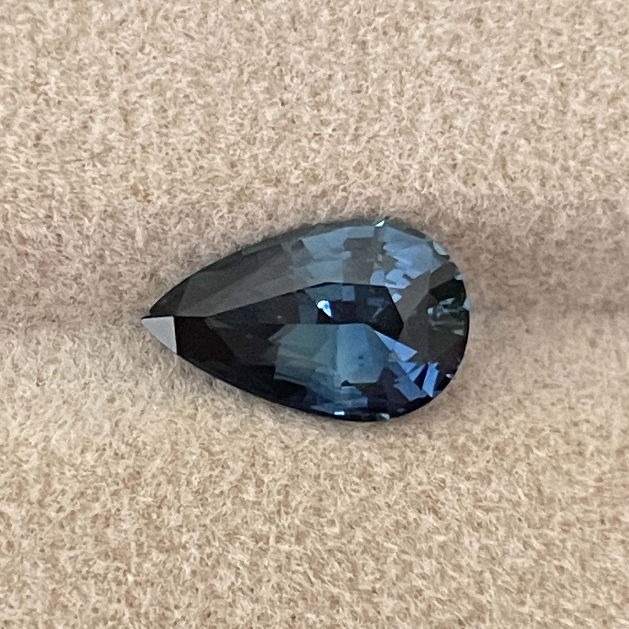 Teal blue-green sapphire pear-shaped loose gemstone, 2.15 ct, from NASHGEMS, ideal for engagement or wedding jewelry.