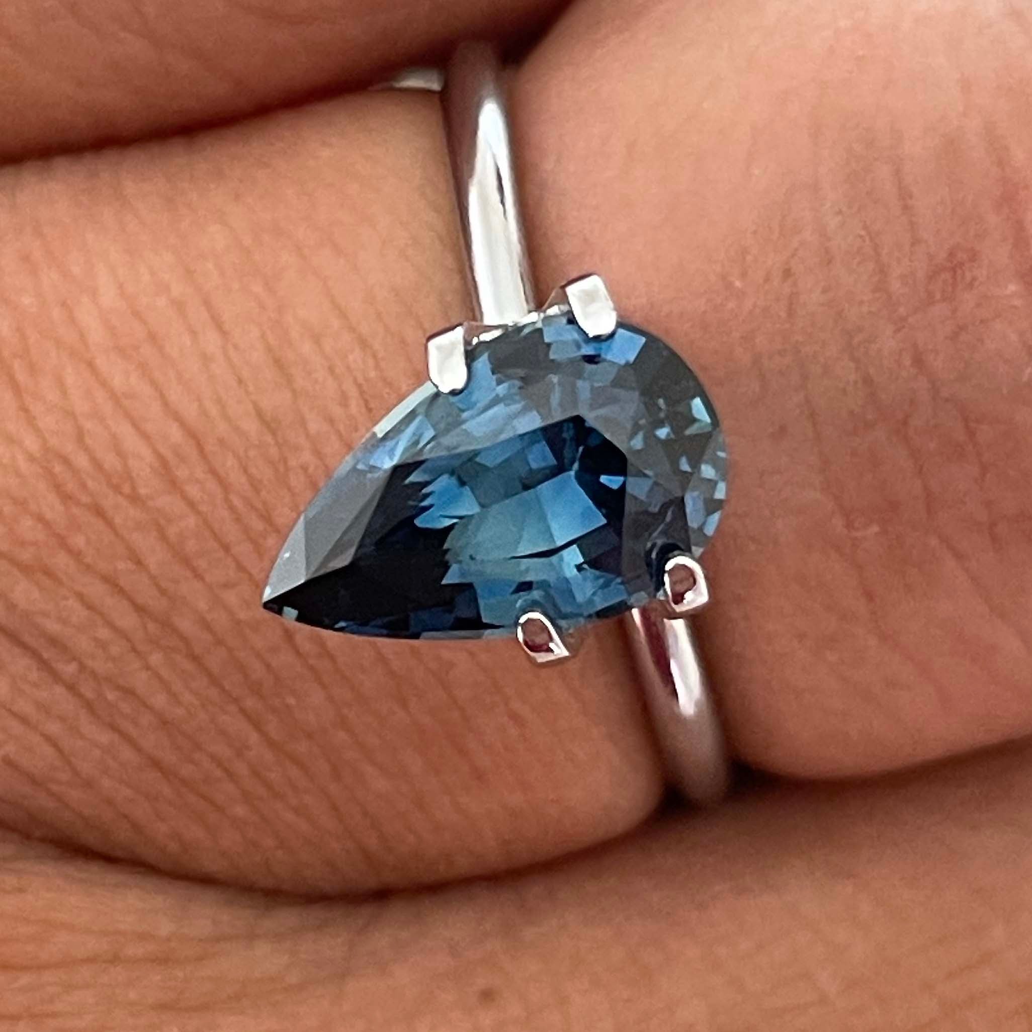 Teal blue-green sapphire pear drop cut 2.15 ct loose gemstone from NASHGEMS, ideal for engagement, wedding rings, or jewelry gifts