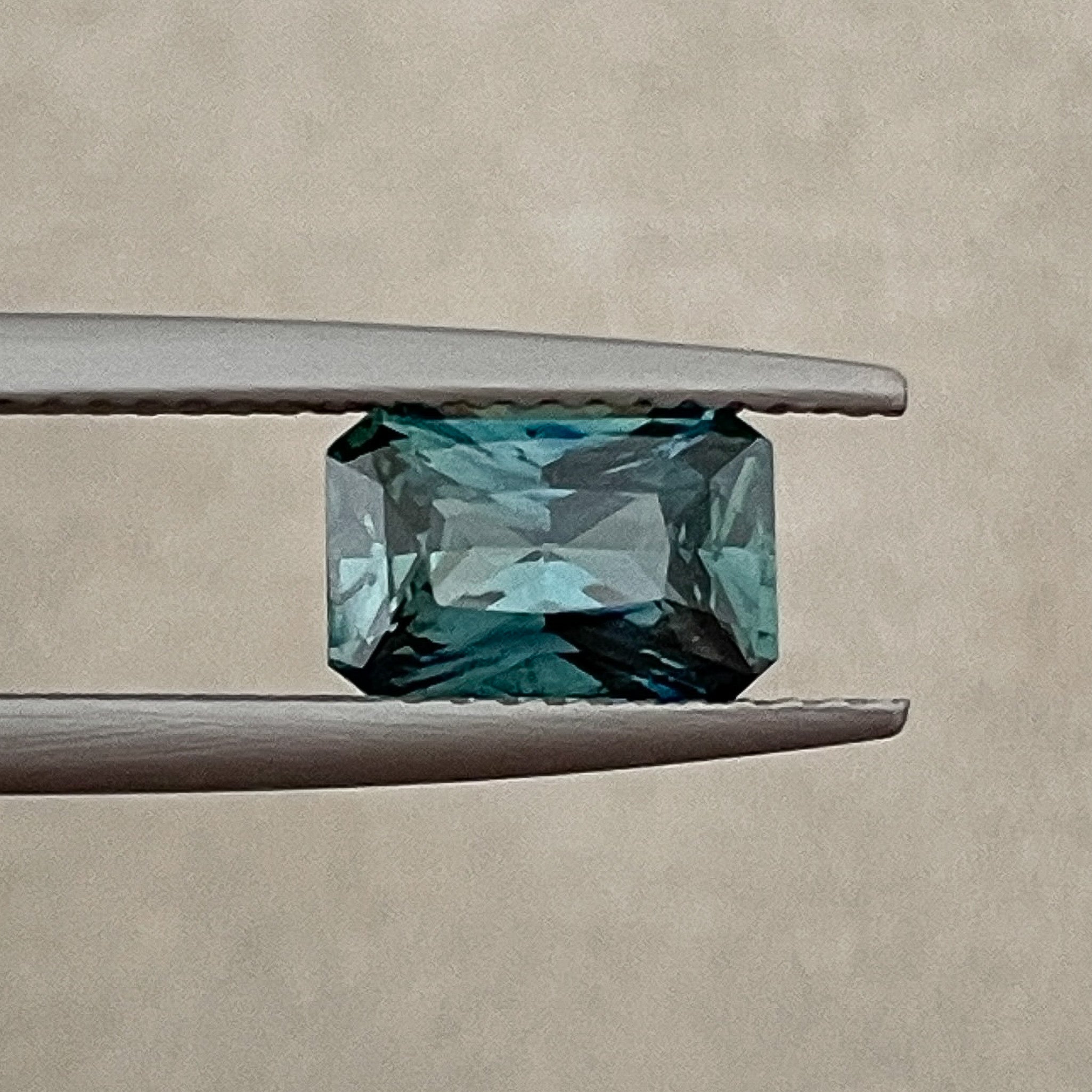 Natural teal blue-green sapphire from NASHGEMS, 1.71 Ct radiant cut loose sapphire for jewelry or engagement rings.
